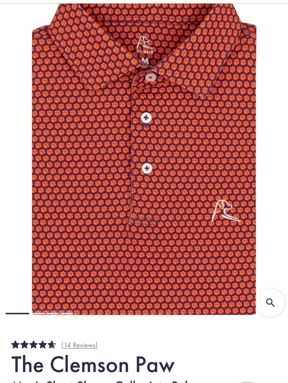Rhoback Orange & Navy Paw-Print Performance Polo